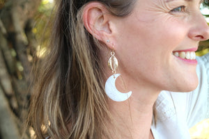 Gold pearl and cowrie shell earrings