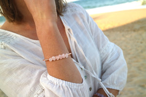 Rose quartz silver cuff bangle
