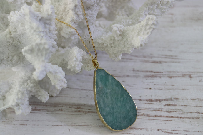 Amazonite Gemstone Gold Necklace