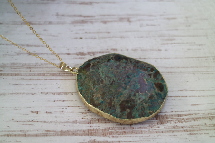 Sea Sediment Ocean Jasper Gold Necklace