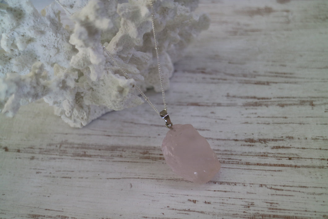 Rose Quartz Silver Necklace