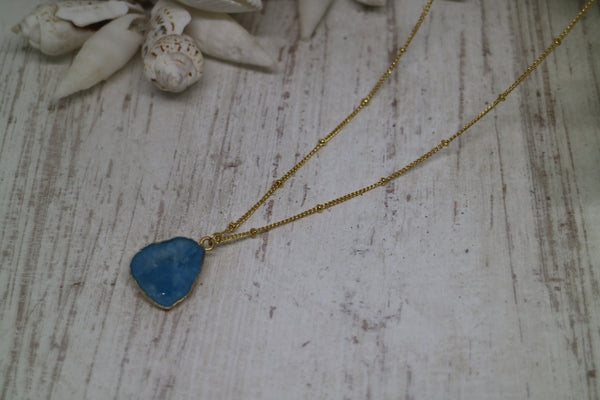 Load image into Gallery viewer, Blue Geode Druzy Agate Gold Necklace
