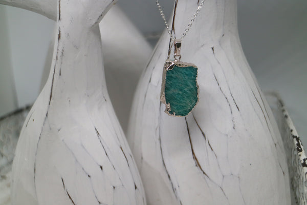 Load image into Gallery viewer, Amazonite Gemstone Silver Necklace

