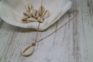 White Cowrie Shell Rose Gold Necklace