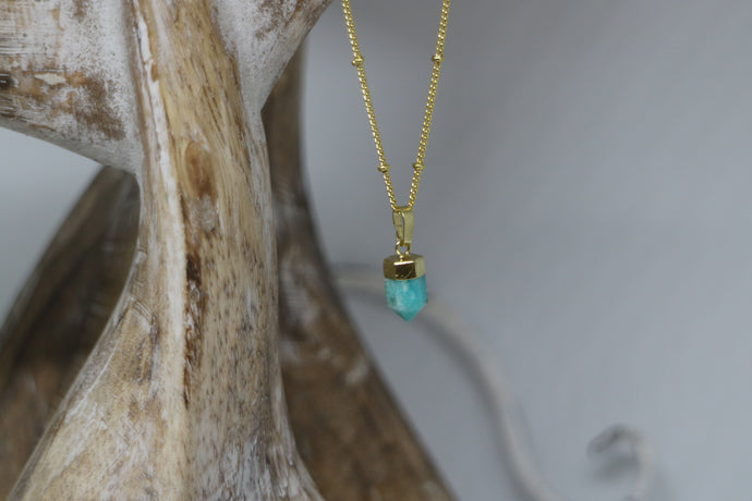 Amazonite Gemstone Gold Necklace