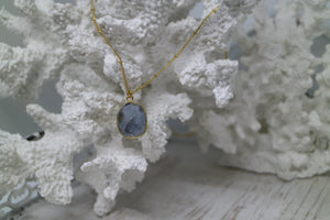 White Druzy Geode Crystal Gold Necklace