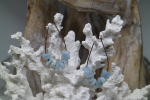 Aquamarine gemstone chips earrings on antique copper hoops