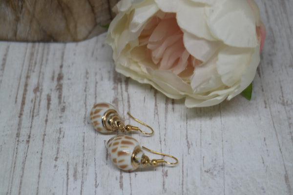Load image into Gallery viewer, Gold conch shell earrings
