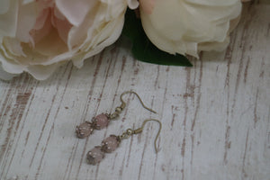 Rose quartz sterling silver earrings