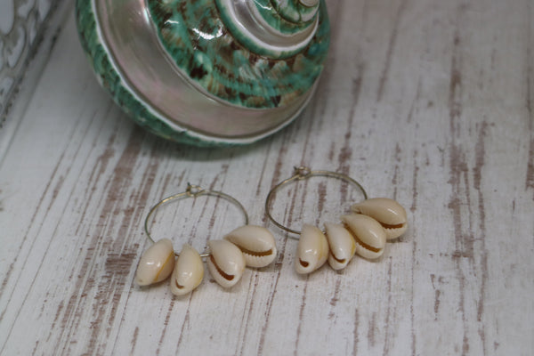 Load image into Gallery viewer, White cowrie shell silver earrings
