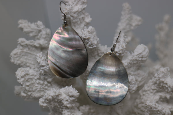 Load image into Gallery viewer, Black mother of pearl shell silver earrings
