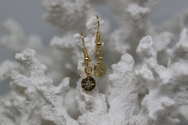 Load image into Gallery viewer, Gold cubic zirconia earrings
