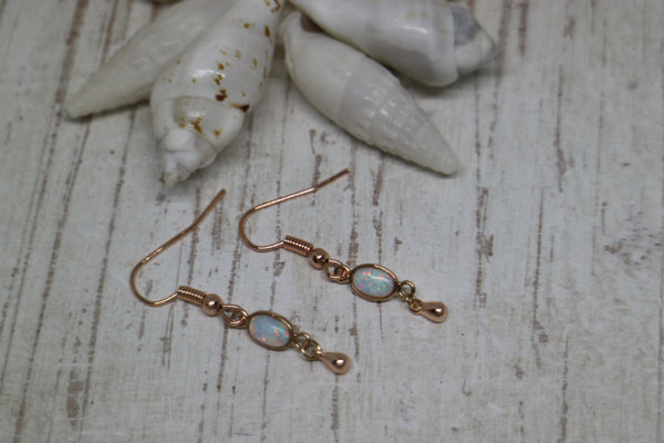 Load image into Gallery viewer, White opal rose gold earrings
