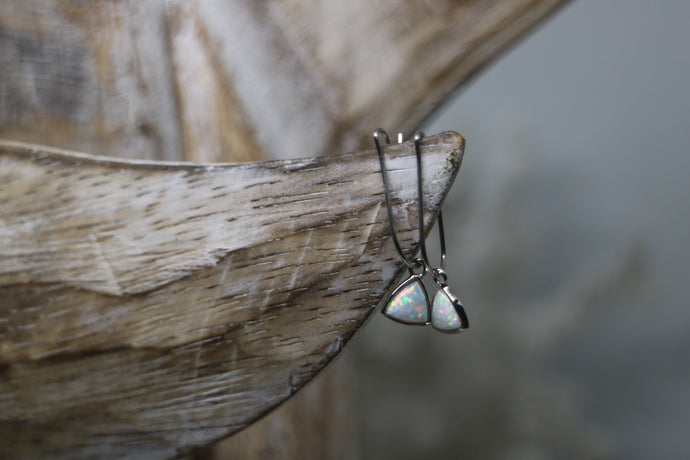 White opal sterling silver earrings