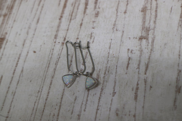 Load image into Gallery viewer, White opal sterling silver earrings
