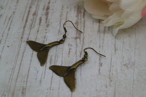 Bronze whale tail bohemian earrings
