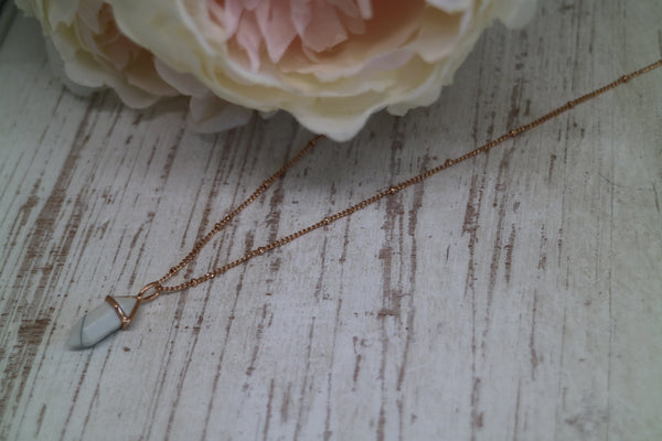 Load image into Gallery viewer, White Howlite Rose Gold Necklace
