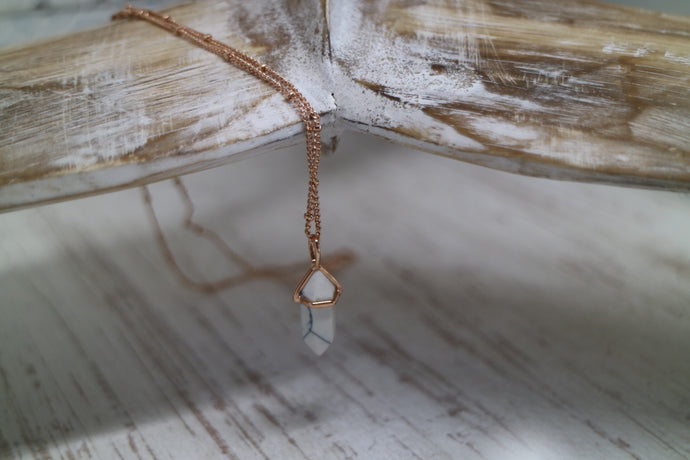 White Howlite Rose Gold Necklace