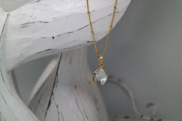 Load image into Gallery viewer, Mother of Pearl Shell Gold Necklace
