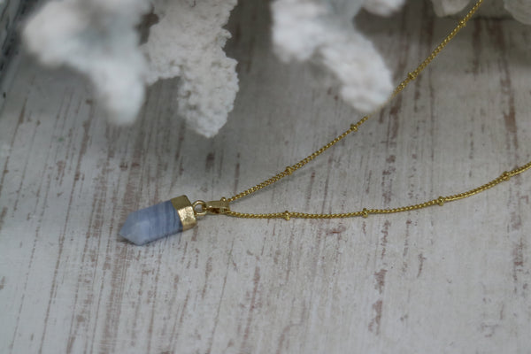 Load image into Gallery viewer, Blue Lace Agate Gold Necklace
