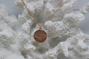Rose gold evil eye of protection necklace