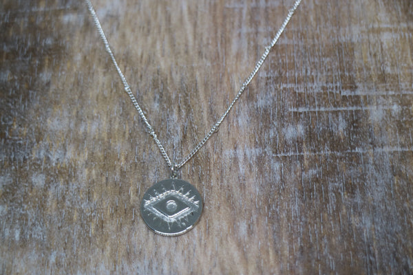 Load image into Gallery viewer, Silver evil eye of protection Necklace
