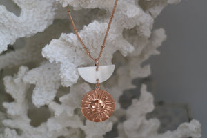 White Mother of Pearl Rose Gold Necklace with Sun Pendant