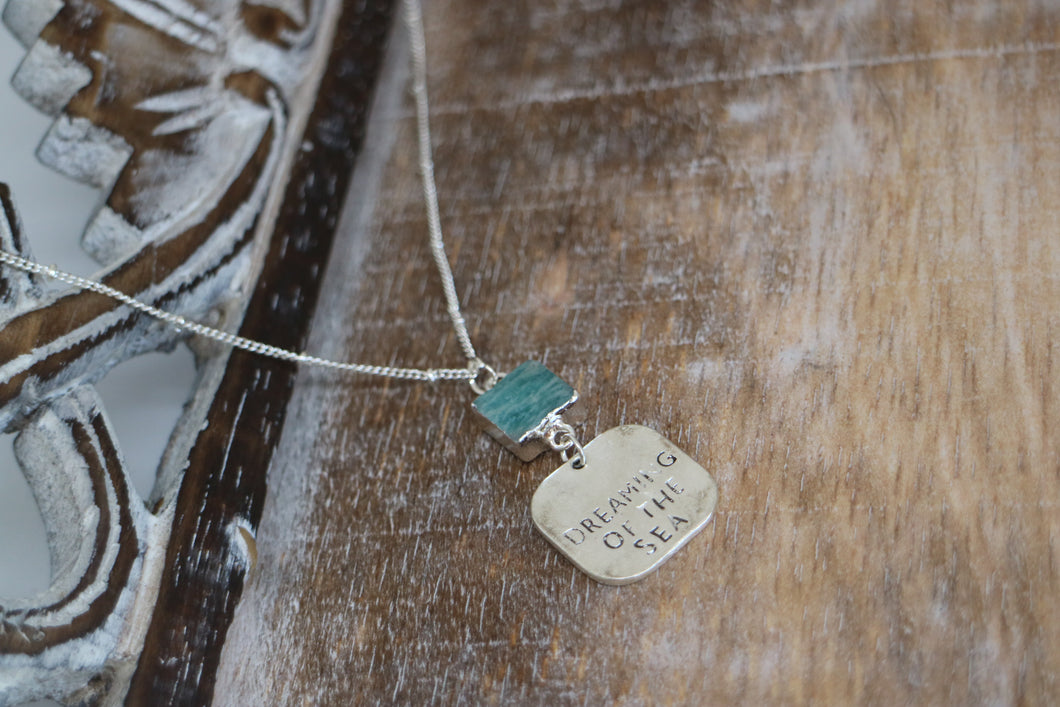 Amazonite Silver Necklace with charm