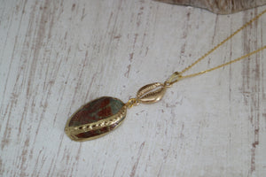 Paua Shell Gold Necklace with Shell Charm