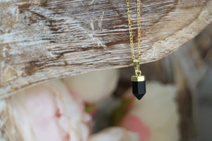 Black Onyx Gemstone Gold Necklace