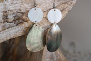 Black and white mother of pearl silver earrings