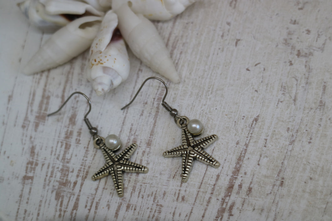 Silver starfish earrings