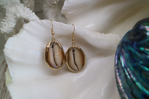 Load image into Gallery viewer, Gold shell earrings
