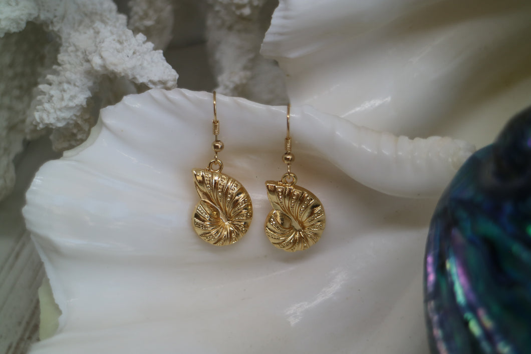 Gold shell earrings
