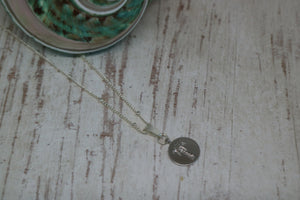 Silver rhodium palm tree coin necklace