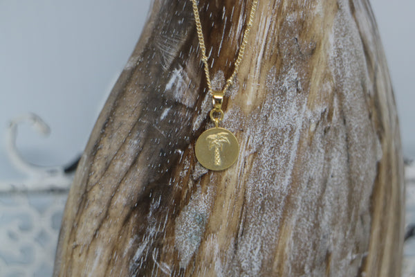 Load image into Gallery viewer, Gold palm tree coin necklace
