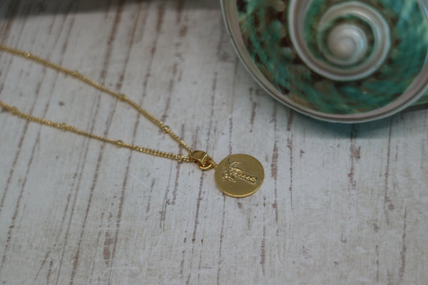 Load image into Gallery viewer, Gold palm tree coin necklace
