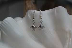 Silver Rhodium Turtle Earrings
