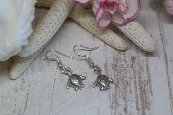 Load image into Gallery viewer, Silver Rhodium Turtle Earrings
