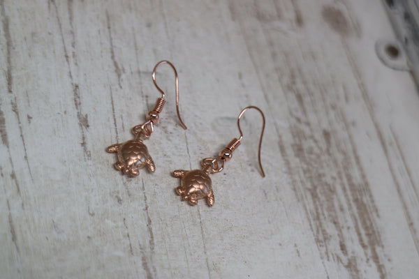 Load image into Gallery viewer, Rose Gold Turtle Earrings
