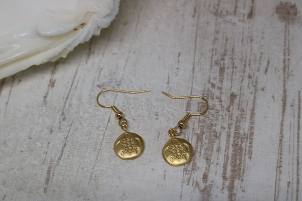 Load image into Gallery viewer, Gold Matte Turtle Earrings
