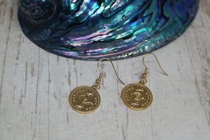 Gold Evil Eye of Protection Coin Earrings