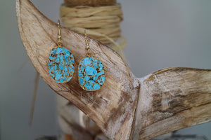 Turquoise gemstone gold earrings
