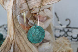 Green Patina Bronze Turtle Necklace