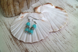 Blue Quartz bohemian silver earrings