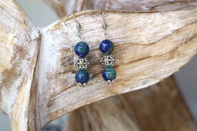 Lapis Lazuli bohemian silver earrings