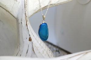 Blue agate silver necklace