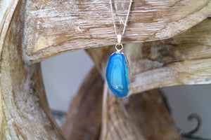 Blue agate silver necklace