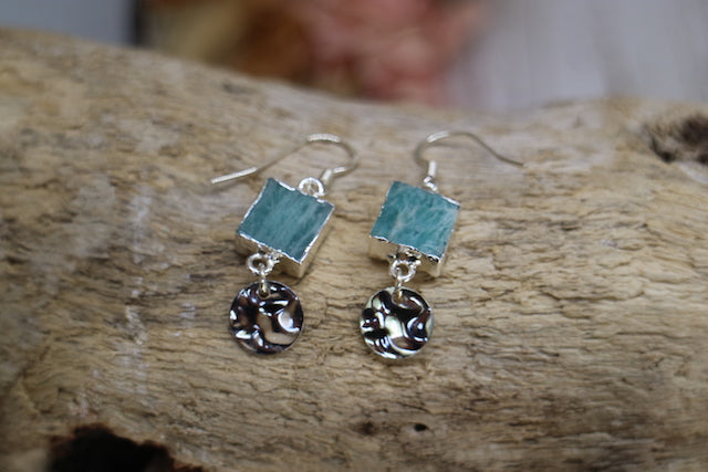 Amazonite gemstone silver earrings