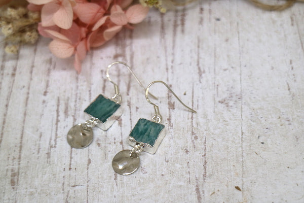 Load image into Gallery viewer, Amazonite gemstone silver earrings
